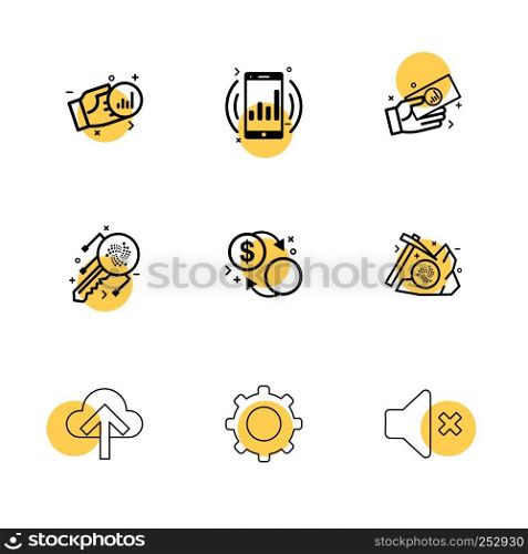 graph , mobile , money , crypto currency , upload , setting, mute ,axe ,icon, vector, design, flat, collection, style, creative, icons