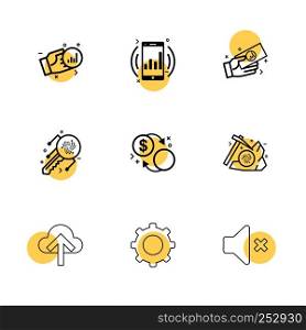 graph , mobile , money , crypto currency , upload , setting, mute ,axe ,icon, vector, design, flat, collection, style, creative, icons