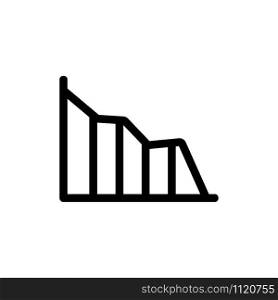 graph of reducing the indicators of the vector icon. A thin line sign. Isolated contour symbol illustration. graph of reducing the indicators of the vector icon. Isolated contour symbol illustration