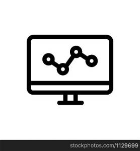 graph on the computer icon vector. A thin line sign. Isolated contour symbol illustration. graph on the computer icon vector. Isolated contour symbol illustration
