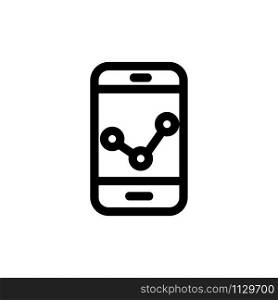 graph on the mobile phone icon vector. A thin line sign. Isolated contour symbol illustration. graphics on the mobile phone icon vector. Isolated contour symbol illustration