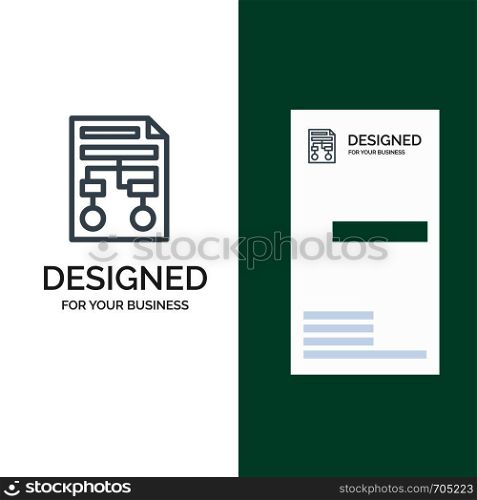 Graph, Paper, Process, Wireframe, Document Grey Logo Design and Business Card Template