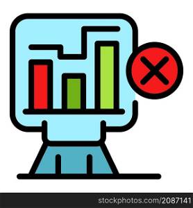 Graph report dislike icon. Outline graph report dislike vector icon color flat isolated. Graph report dislike icon color outline vector