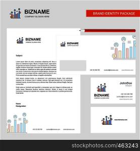 Graph rising Business Letterhead, Envelope and visiting Card Design vector template