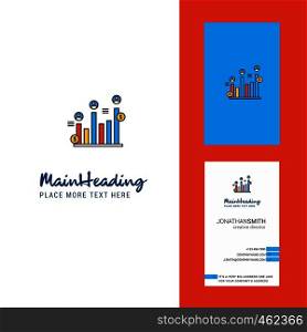 Graph rising Creative Logo and business card. vertical Design Vector