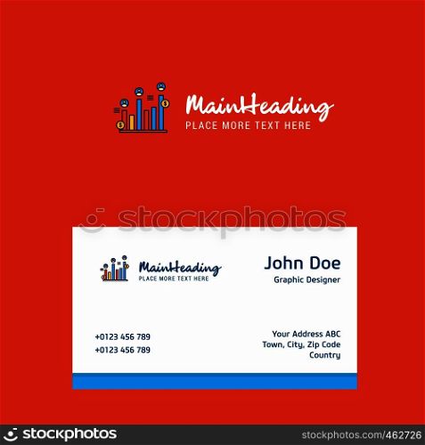Graph rising logo Design with business card template. Elegant corporate identity. - Vector