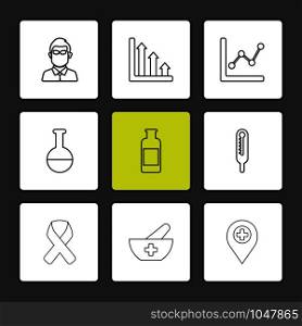 graph , scale , beaker , flask , thermometer , cancer , bowl , navigation , medical , icon, vector, design, flat, collection, style, creative, icons