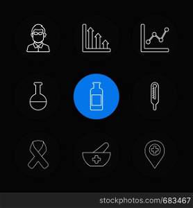 graph , scale , beaker , flask , thermometer , cancer , bowl , navigation , medical , icon, vector, design, flat, collection, style, creative, icons