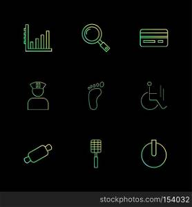graph , search , credit card ,hospital  ,foot ,  wheelchair , roller , spoon , on , off , icons , flat , icon , set , vector , qualilty , design , collection , creative , 