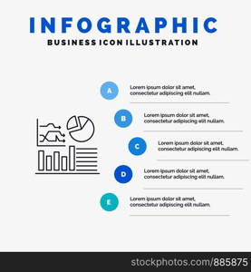 Graph, Success, Flowchart, Business Line icon with 5 steps presentation infographics Background