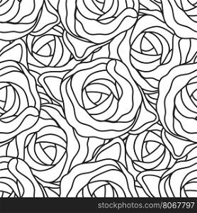 Graphic abstract stylized roses in black and white colors. Vector seamless modern pattern. Graphic abstract stylized roses in black and white colors. Vector seamless modern pattern.