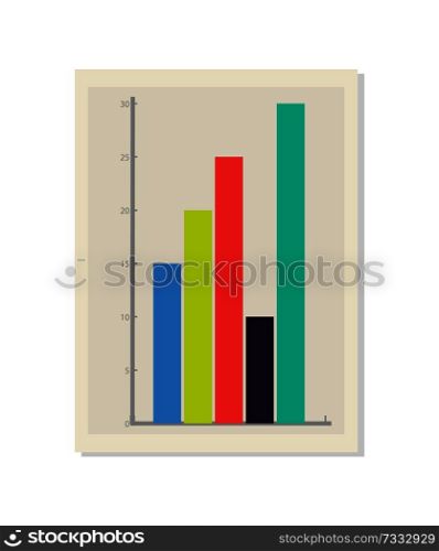 Graphic and information page, graphic and data, business analytics with numbers and colorful blocks vector illustration isolated on white background. Graphic and Information Page Vector Illustration