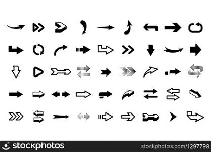 Graphic arrows. Modern interface graphic icons, arrowhead collection and direction pointers isolated vector design element. User pointers cursors. Navigation buttons for apps and programs illustration. Graphic arrows. Modern interface graphic icons, arrowhead collection and direction pointers isolated vector design elements