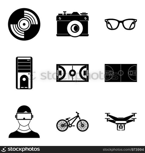 Graphic data icons set. Simple set of 9 graphic data vector icons for web isolated on white background. Graphic data icons set, simple style