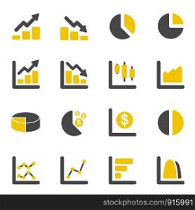 Graphic design chart and Diagram icons. Business and financial concept. Flat icons collection set. Vector illustration.