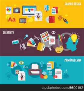 Graphic design digital photography banner set with creativity printing isolated vector illustration