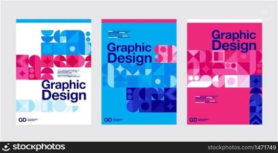 Graphic Design, Geometry Shape, Blue and magenta Color, Layout Template.