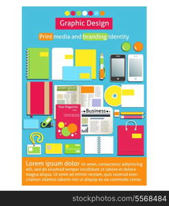 Graphic design, print media and branding identity poster template vector illustration