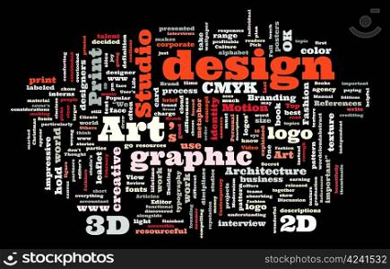 Graphic design studio. Trendy print concept word cloud