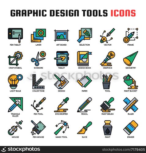 Graphic Design Tools , Thin Line and Pixel Perfect Icons