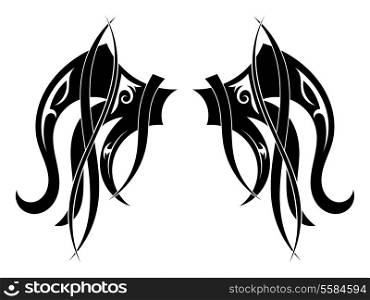 Graphic design Tribal tattoo wings. Vector illustration