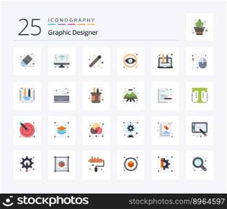 Graphic Designer 25 Flat Color icon pack including tool. eye. page. design. graphic
