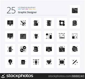 Graphic Designer 25 Solid Glyph icon pack including crop. designing. art. design. image
