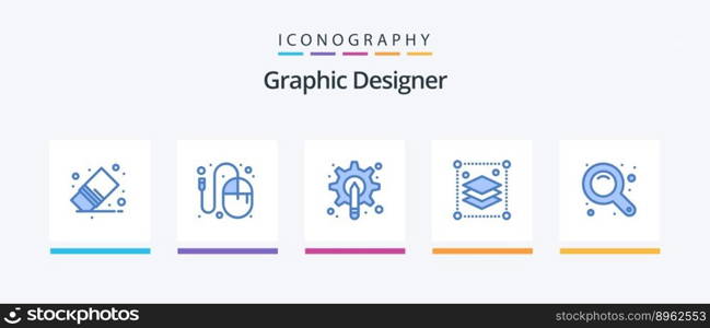 Graphic Designer Blue 5 Icon Pack Including layers. copy layers. idea. gear. pen. Creative Icons Design