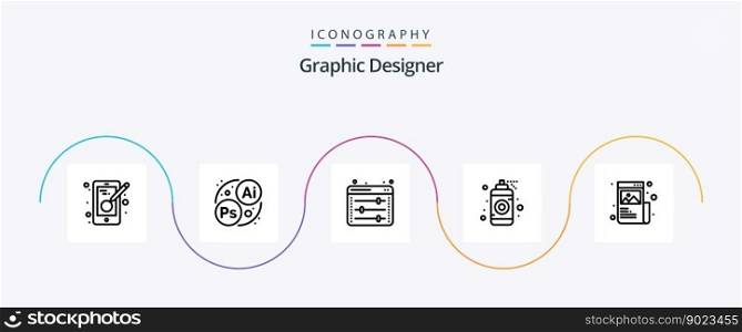 Graphic Designer Line 5 Icon Pack Including designing. art. web options. spray. graphic