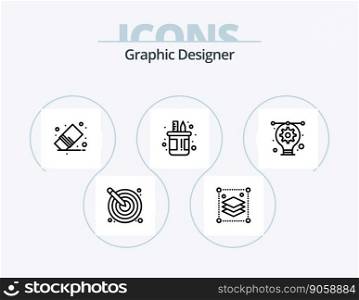 Graphic Designer Line Icon Pack 5 Icon Design. diamond. tablet. pot. stylus. design