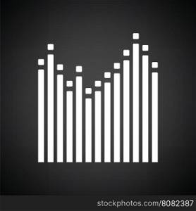 Graphic equalizer icon. Black background with white. Vector illustration.