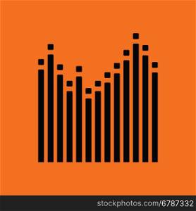 Graphic equalizer icon. Orange background with black. Vector illustration.
