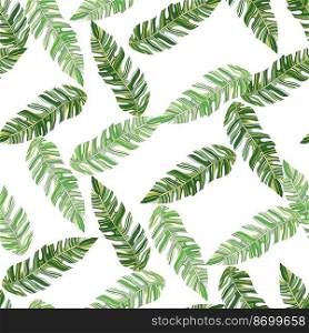 Graphic exotic plant foliage seamless pattern. Tropical pattern, palm leaves seamless floral background. Leaf wallpaper. Nature wallpaper. For fabric design, textile print, wrapping, cover. Graphic exotic plant foliage seamless pattern. Tropical pattern, palm leaves seamless floral background. Leaf wallpaper.