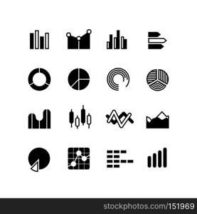 Graphic, graph, stats data bar, infographic charts, analyze diagram vector icons. Infographic statistic data, analysis infographic black silhouette illustration. Graphic, graph, stats data bar, infographic charts, analyze diagram vector icons