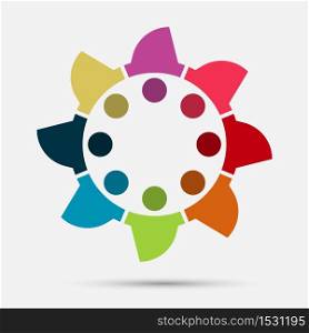graphic group connection logo.Eight people in the circle.logo team work