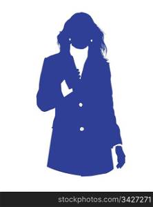 Graphic illustration of a woman in blue business suit as user icon, avatar