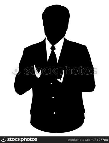 Graphic illustration of man in business suit as user icon, avatar