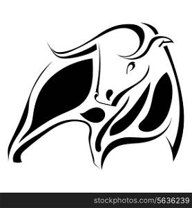 Graphic image of a strong black bull. Vector illustration