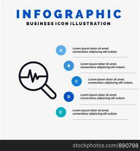 Graphic, Info graphics, Graph, Search Chart Line icon with 5 steps presentation infographics Background
