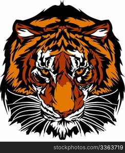 Graphic Mascot Image of a Tiger Head with Whiskers