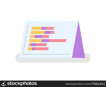 Graphic or statistical chart, scale and bars, color elements. Analytical data, progress vertices and development, business and marketing vector illustration. Graphic or Statistical Chart, Scale and Color Bars
