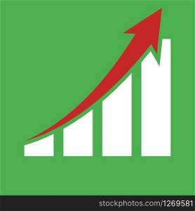 graphic showing growth red arrow on green background