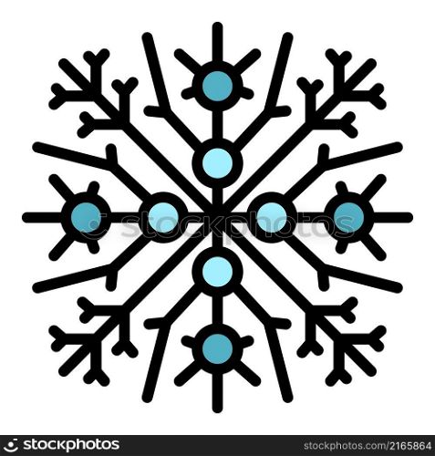 Graphic snowflake icon. Outline graphic snowflake vector icon color flat isolated. Graphic snowflake icon color outline vector