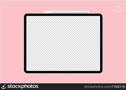 graphic tablet with pen realistic mockup vector illustration