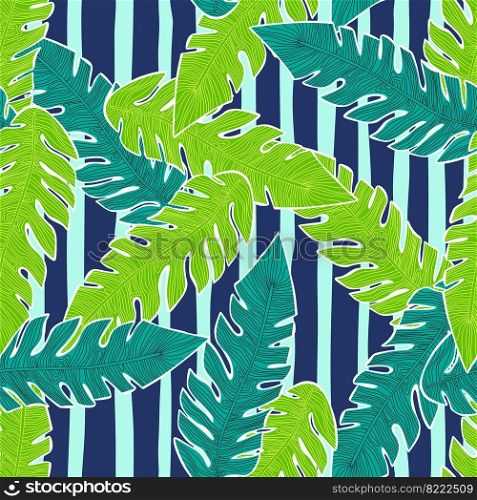 Graphic tropical pattern, palm leaves seamless floral background. Abstract leaf wallpaper. Nature wallpaper. Exotic plant foliage backdrop. For fabric design, textile print, wrapping, cover. Graphic tropical pattern, palm leaves seamless floral background.