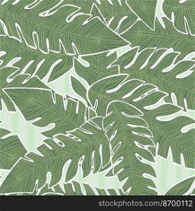 Graphic tropical pattern, palm leaves seamless floral background. Abstract leaf wallpaper. Nature wallpaper. Exotic plant foliage backdrop. For fabric design, textile print, wrapping, cover. Graphic tropical pattern, palm leaves seamless floral background.