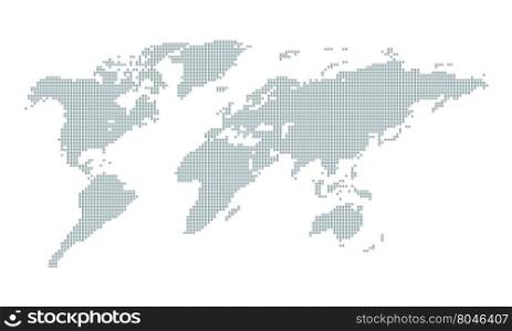 Graphic world map of green round dot on white background