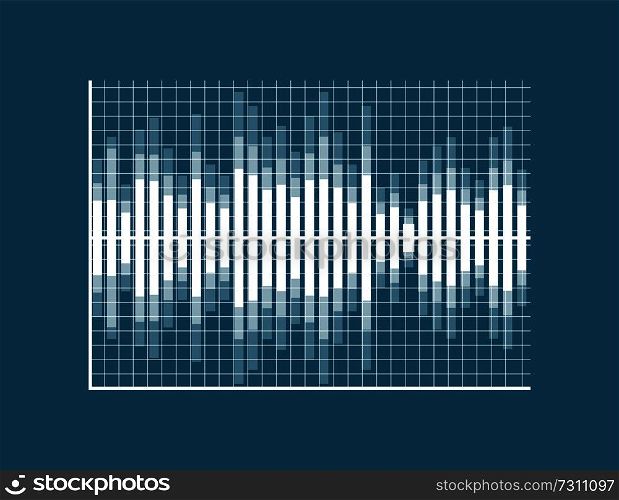 Graphical chart with lines, poster and elements of business chart, diagram and information, graphic vector illustration isolated on blue background. Graphical Chart with Lines Vector Illustration