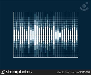 Graphical chart with lines, poster and elements of business chart, diagram and information, graphic vector illustration isolated on blue background. Graphical Chart with Lines Vector Illustration