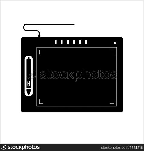 Graphics Tablet Icon, Drawing Tablet Icon, Vector Art Illustration